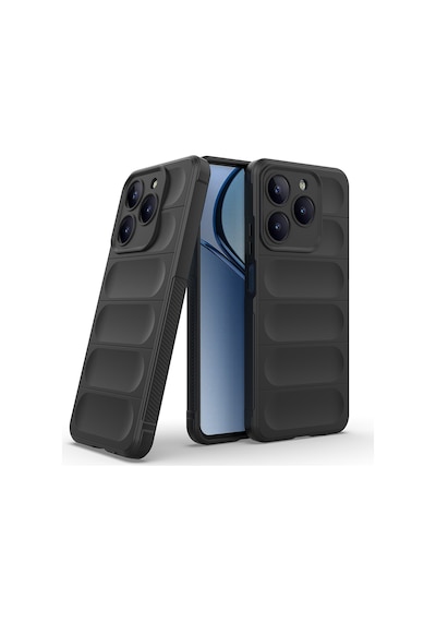 Realme C63 Kılıf Kamera Korumalı Esnek Silikon Parmak Şeritli Pazarplus Siyah