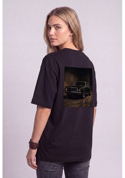 Black Nova Oversize Baskılı Unisex Tişört Classic Car Black Siyah