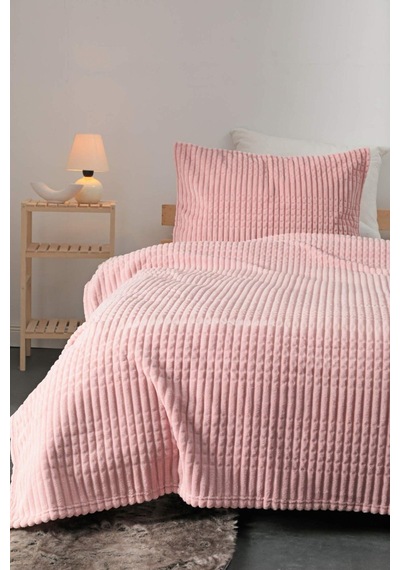 Merinos Modern Line 3 Parça Battaniye Yatak Örtüsü Açik Pudra Açık Pudra