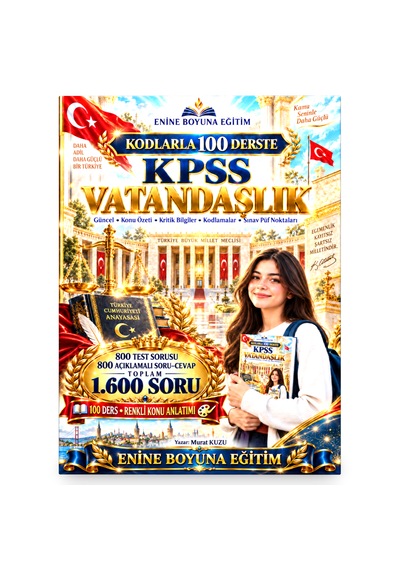 Kodlarla 100 Derste Kpss Vatandaşlık Renkli Konu Anlatımı + 1.600 Soru