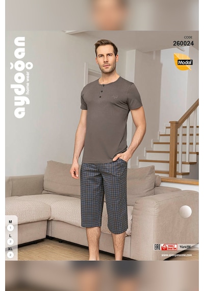 Aydoğan Erkek Civan Modal Bermuda Vizon Pijama Takım 0024 Vizon