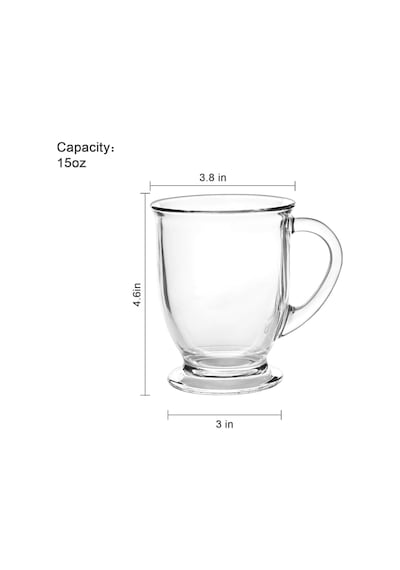 Tr 15 Oz/450 Ml Cam Kahve Kupaları, Kulplu Şeffaf Kahve Fincanları, Latte, Kapuçino, Espresso Kahve, Çay Ve Sıcak Diğer