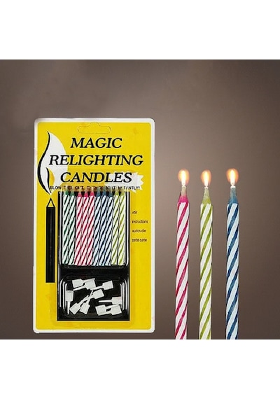 Magıc Relıghtıng Candle Bırthday Vıp Kalite Sihirli Pasta Mumu Üfle Sönsün Bekle Tekrar Yansın 10 Adet