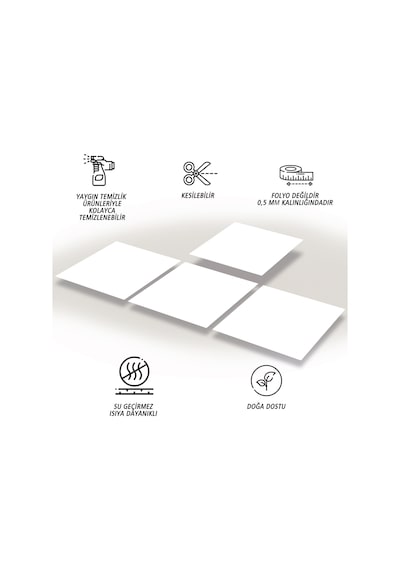 Tink Kendinden Yapışkanlı Renkli Düz Beyaz Desenli Pvc Karo 30x30 Cm