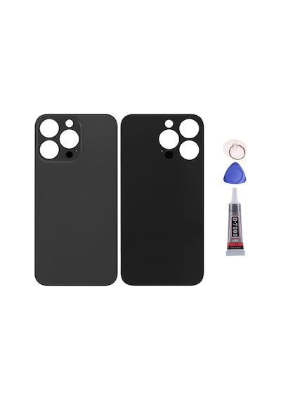 Apple Uyumlu iPhone 13 Pro Siyah Arka Kapak Batarya Kapağı Pil Kapağı Yapışkan Ve Sökme Aparatıyla Beraber Full Set Siyah