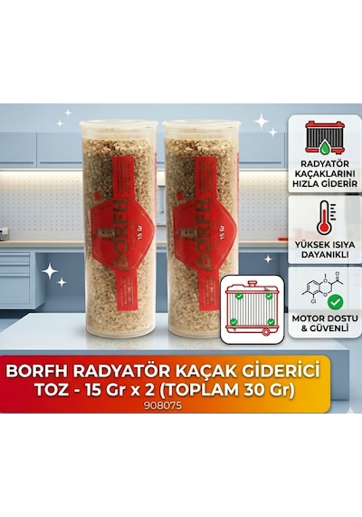 Borfh Radyatör Çatlak Kaçak Giderici Toz 15 Gr 2 Adet - Soğutma Sistemi Onarıcı - Yüksek Isıya Dayanıklı