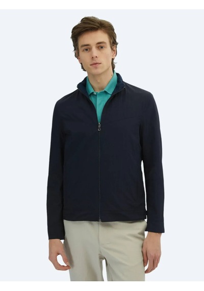 Kip Lacivert Regular Fit Gizli Kapüşon Casual Dokuma Çift Taraflı Mont Lacivert