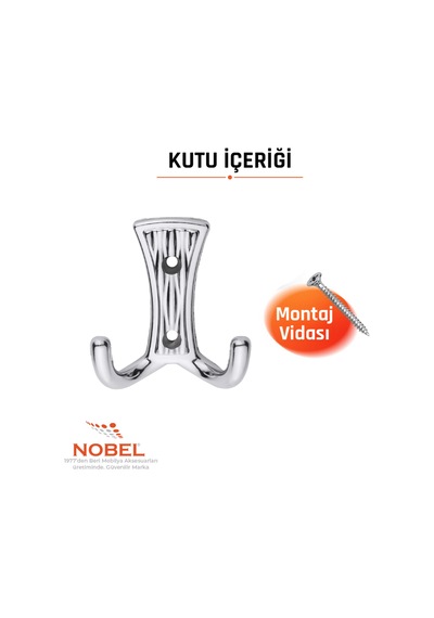 Emet Askı, Metal Vestiyer Askısı, 29 Gr, Dolap Ve Duvar Askılığı, Krom Vidalı