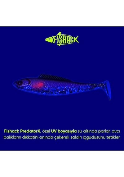 Silikon Sahte Balık - 4,5g 85mm - Fishack Predatorx - Uv Boyalı - Ghosty