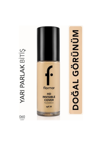 Flormar Doğal Bitişli Fondöten- Invisible Cover HD Fdt. - 060 Ivory - 8682536059077