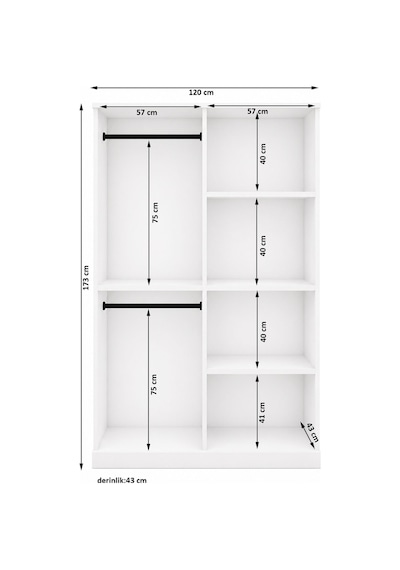 Gm 053 Hayal 4 Kapılı Aynalı Düğme Kulplu Gardırop