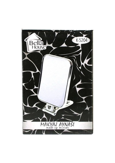 Dikdörtgen - Gümüş 15x11.5cm Makyaj Aynası Çift Taraflı Katlanır Ayaklı 5580