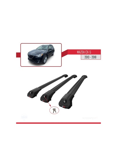 Mazda Cx-5 2013-2018 Arası İle Uyumlu Ace-1 Ara Atkı Tavan Barı Siyah 3 Adet Bar