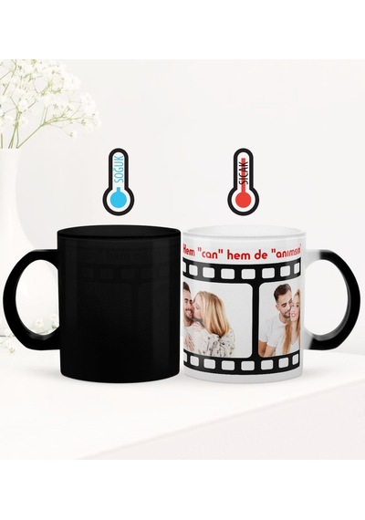 Bitmeyenkartus Kişiye Özel Fotoğraflı Film Şeridi Sihirli Cam Kupa Bardak Gümüş