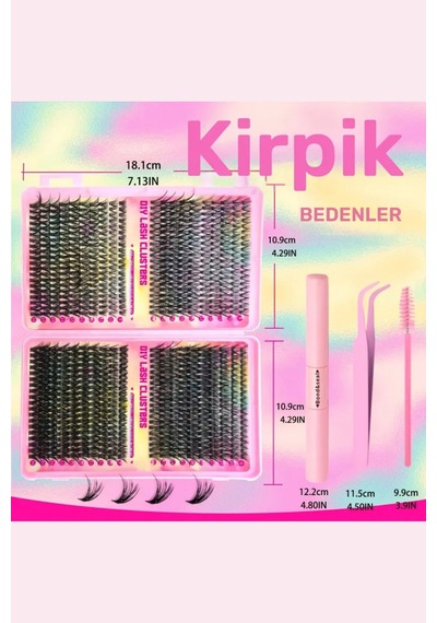 800 Parça Kendin Yap Kirpik Seti 9-16mm Küme Kirpikler, Cımbız, Fırça Ve Yapıştırıcı İle Birlikte