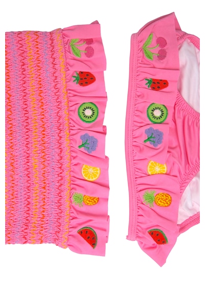Soleda Upf 50+ Meyve Nakışlı Kız Çocuk Bikini Fruit-embroidered Pembe
