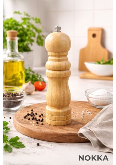 Bambu Gövdeli Komple Ahşap Tuz Karabiber Değirmeni Baharat Öğütücüsü Büyük Boy 20 Cm Diğer