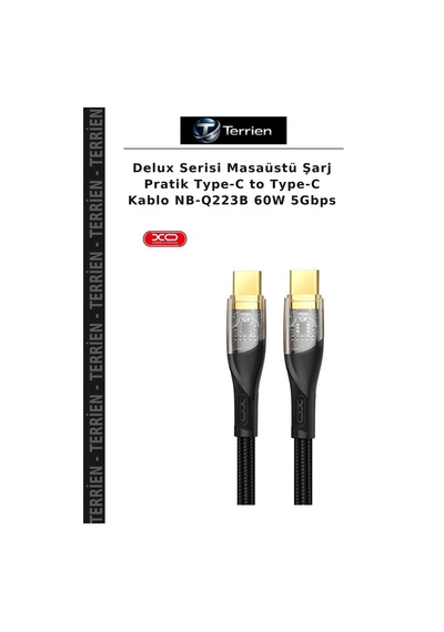 Delux Serisi Masaüstü Şarj Pratik Type-c To Type-c Kablo Nb-q223b 60w 5gbps