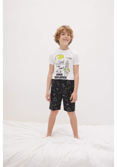 Defacto Erkek Çocuk Baskılı Kısa Kollu Şort Pijama Takım Z9175a623smwt34 Beyaz Defacto Erkek Çocuk Baskılı Kısa Kollu Şort Pijama Takım Z9175a623smwt34 Beyaz