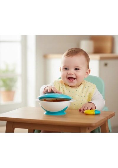 Babyjem Vakumlu Mama Tabağı 565 Mavi Mavi