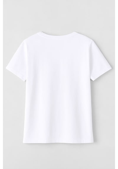 Markapia Woman Kadın Bisiklet Yaka %100 Pamuk Fethiye Baskılı Kısa Kollu T-shirt Beyaz L