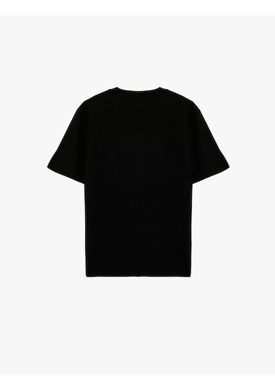 Koton Regular Fit Kısa Kollu Dokulu Bisiklet Yaka Tişört Siyah 6sam10089mk Siyah