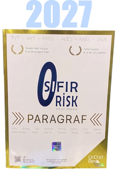 2026-2027 Müfredatına Uygun Sıfır Risk Paragraf Yeni Basım Üçdörtbeş Yayınları 9786255566096
