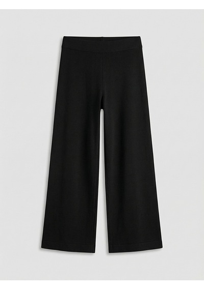Lcw Modest Siyah Beli Lastikli Geniş Paça Kadın Triko Pantolon