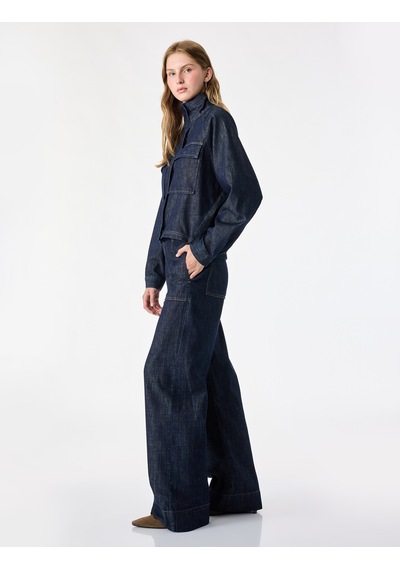 Koton Pamuklu Normal Bel Cepli Katlamalı Geniş Paça Denim Pantolon - Wide Leg Jeans Raw 7wal40134md 63x Koton Pamuklu Normal Bel Cepli Katlamalı Geniş Paça Denim Pantolon - Wide Leg Jeans Raw 7wal40134md 63x