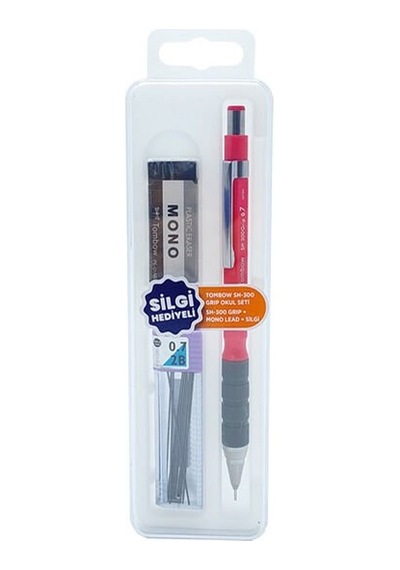 Tombow Sh-300 Grip 0,7 Mm K.pembe Uç Silgi Kalem Seti