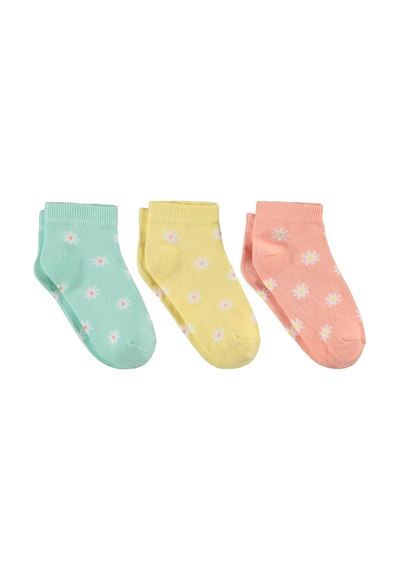 Civil Girls Flower 3'lü 2-12 Yaş Kız Çocuk Patik Çorap - Standart