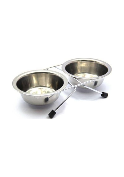 Nunbell Duo Ayaklı 2'li Çelik Mama Kabı 21 Cm 1000 Ml