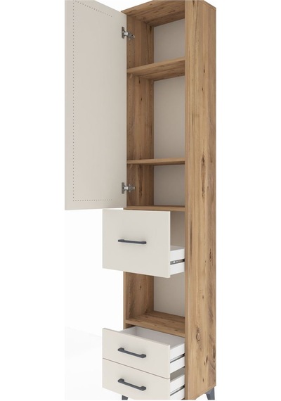 Arges Dolap 4 Raflı 3 Çekmeceli Tek Kapaklı 44x30x221 Çam-aytaşı Atlas Çam
