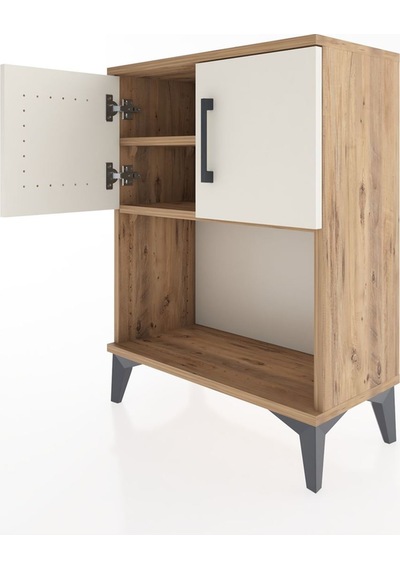 Arges Komodin 2 Raflı 2 Çekmeceli 2 Kapaklı 60x30x80 Çam-aytaşı Çam