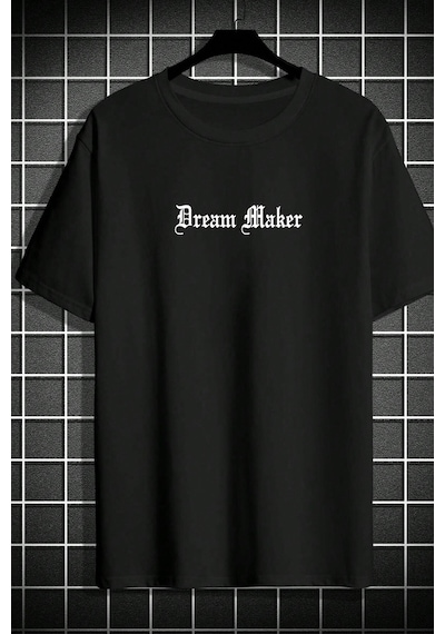Unisex Dream Maker Baskılı Tasarım Tshirt Siyah