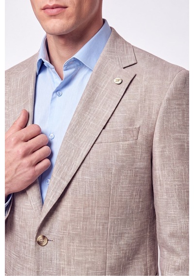 Comfort Fit Torba Cep Esnek Pamuklu Camel Blazer Ceket C 740