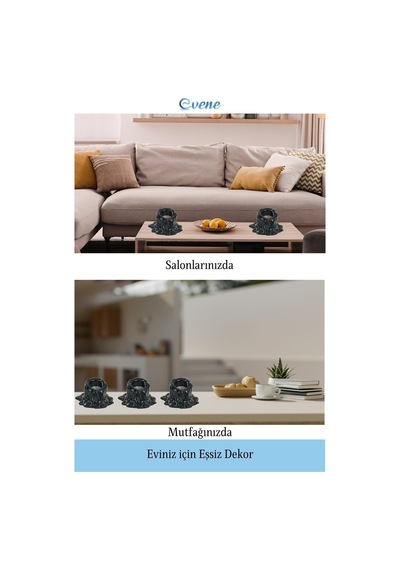 Mumluk Şamdan 3 Adet Tealight Uyumlu Üçlü Küçük Erimiş Mum Model - Siyah