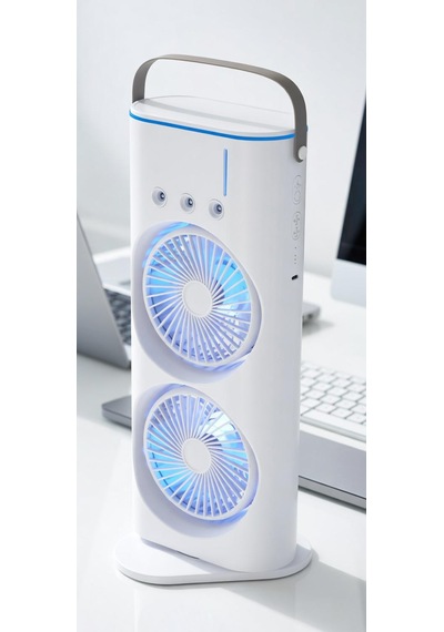 Çift Fanlı 1800 Mah Bataryalı 6000 Rpm 3 Kademeli Masaüstü Taşınabilir Sprey Fan Vantilatör Pervane
