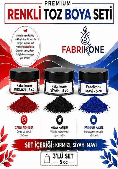 3'lü Set Premium Parafin Soya Wax Toz Mum Boyası Hobi Seti - 5 Cc Kırmızı, Siyah, Mavi Bkfab3ksm5g Karışık