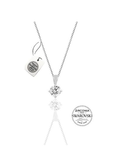 Gümüş Swarovski Tek Taş Kolye (536541490)