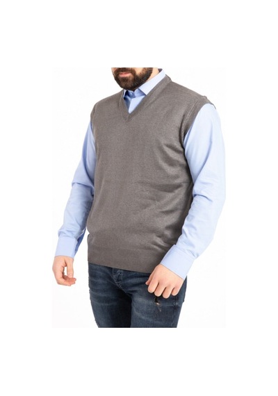 Nacar Store Erkek Koyu Gri V Yaka Ince Yün Triko Örgü Tüylenmez Süveter
