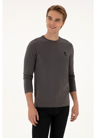 U.S. Polo Assn. Erkek Slim Fit Bisiklet Yaka Gri Basic Sweatshirt 50307762-VR024