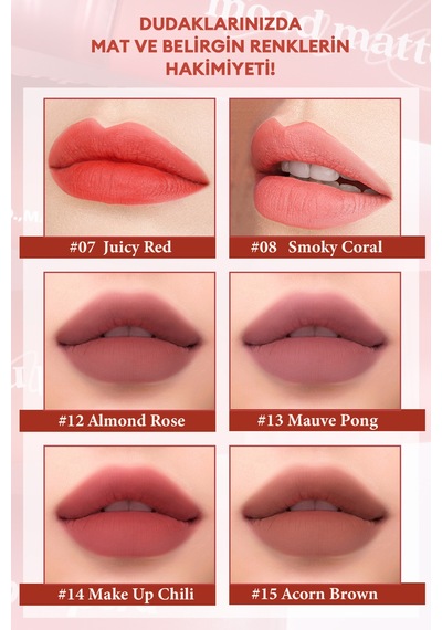 Mat Bitişli Dolgun Ve Pürüzsüz Görünüm Sunan Tint Perıpera Ink Mood Matte Tint 01 Peach Pure 01
