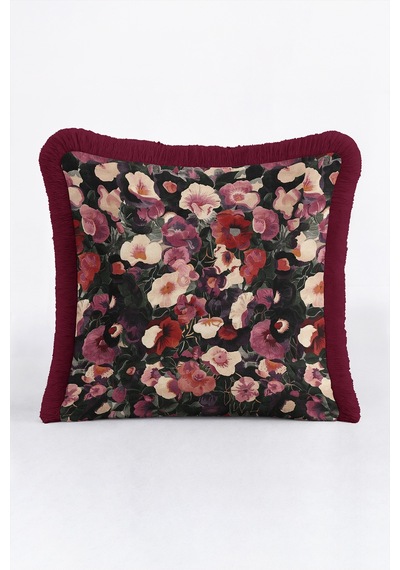 Çiçekli Bahar Tasarımlı Saçaklı Yastık Kılıfı - Romantik Floral Siyah Bordo Püsküllü Kırlent Kılıfı Puslu Düş Mira Çiçekli Bahar Tasarımlı Saçaklı Yastık Kılıfı - Romantik Floral Siyah Bordo Püsküllü Kırlent Kılıfı Puslu Düş Mira