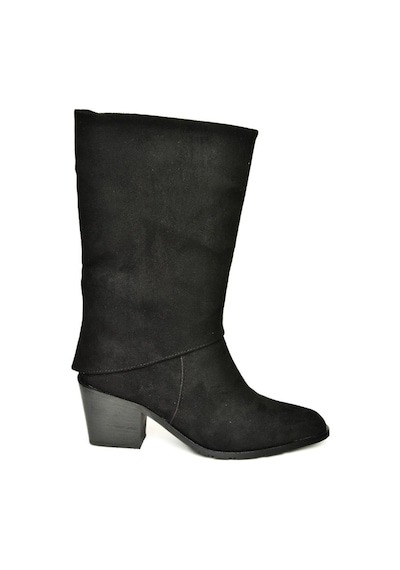 Fox Shoes T936042502 Siyah Kalın Alçak Topuklu Kadın Bot Siyah-Süet Siyah