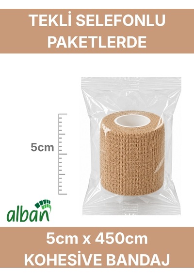 5cm Kendinden Yapışkanlı Elastik Bandaj, Kohesiv Bandaj 5cm X 4.5m Spor, Bilek, Ayak Bileği, Veteriner Bandajı Siyah