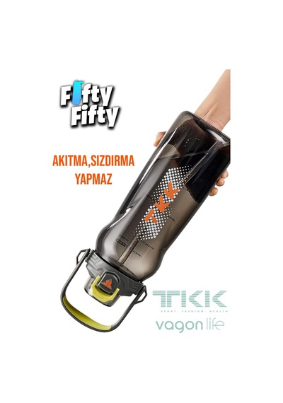 Tkk Tek Kapak Çift Kullanım Pipetli/rahat İçim Tritan Su Matarası-fftkk1027-1500 ML