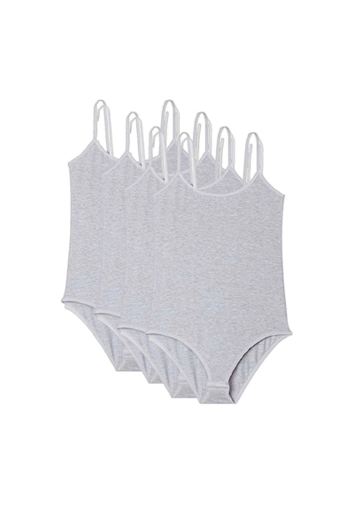 Royaleks 4 Adet İp Askılı Kadın Çıtçıtlı Body Gri Çok Renkli