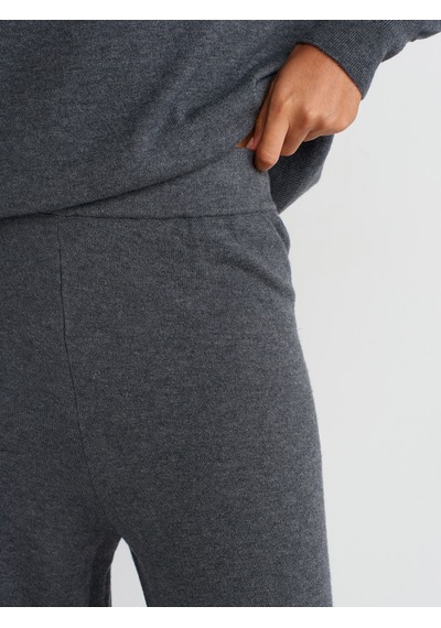 Dilvin 70163 Beli Lastikli Yünlü Triko Pantolon-füme M. Füme M.