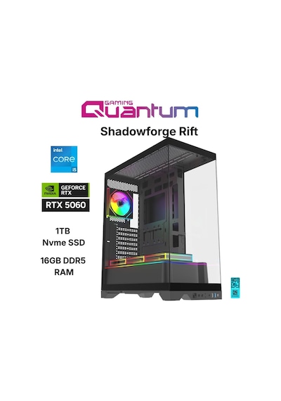 Quantum Gaming Shadowforge RIFT i5-14400F 16 GB 1 TB NVMe SSD 8 GB RTX5060 Masaüstü Oyuncu Bilgisayarı